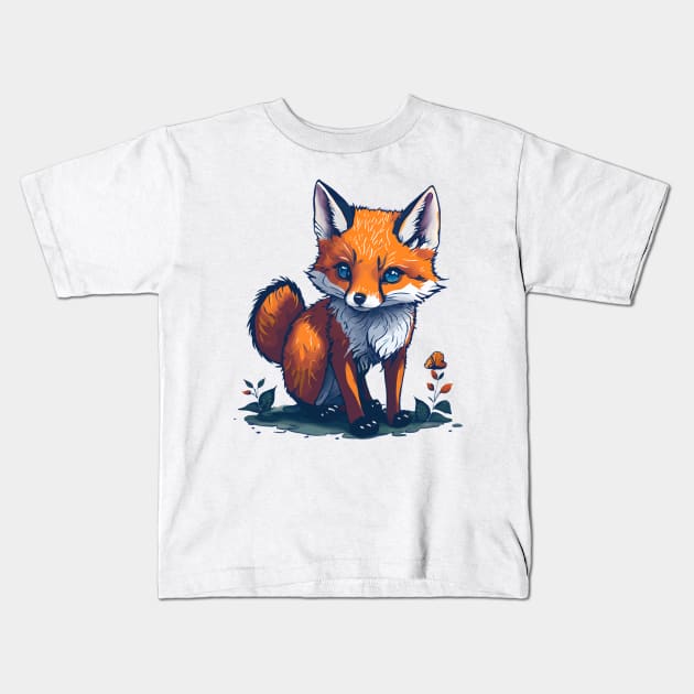 Cute Fox Kids T-Shirt by remixer2020